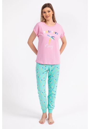 Rolypoly Positive Stay Pembe Kadın Pijama Takımı