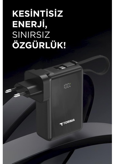 Torima TRM-1017 10000 mAh Hızlı Şarj Dijital Göstergeli Powerbank Siyah