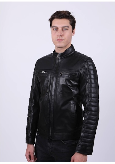 New Zaya Leather Erkek Siyah Hakiki Deri Ceket (466905892) Siyah