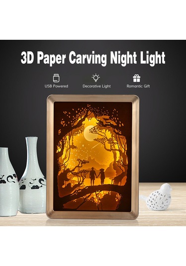 Reedark 3b Kağıt Oyma Gece Lambası - Led Masaüstü Dekoratif Aydınlatma, Hediye Seçenekleri