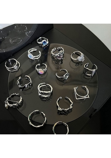 Fastbuy S925 Sterling Silver Vintage Çok Renkli Ring Chain Jewelry, Color: J3456, Ideal For Women Çok Renkli