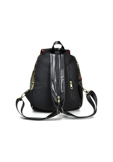 Luckydog Moda Mavi Sırt Çantası Kadın Nakış Tavuskuşu Büyük Kapasiteli Seyahat Çantası Mavi