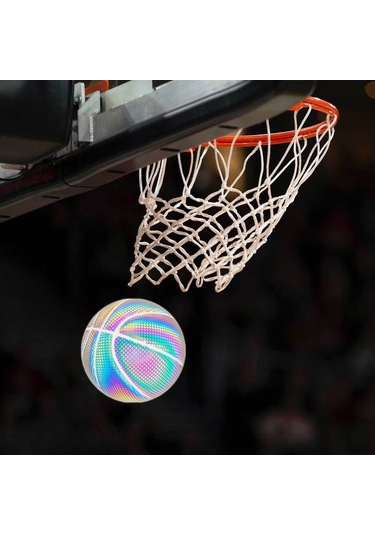 Ranyeek Yansıtıcı Pu Lastik 7 Numara Yetişkin Basketbol Topu Futbol + Hava Pompası + İğne + Çanta Büyük Altıgen Desenli