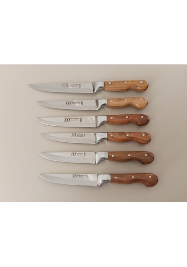 Lazoğlu Mutfak Bıçak Seti 6 Lı Bilezikli Ekmek-sebze Bıçağı Ahşap