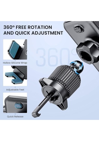 Araba Telefon Tutucu Askeri Sınıf Klips Araba Havalandırma Menfezi Gps Montajı İçin 360 Derece Dön Diğer