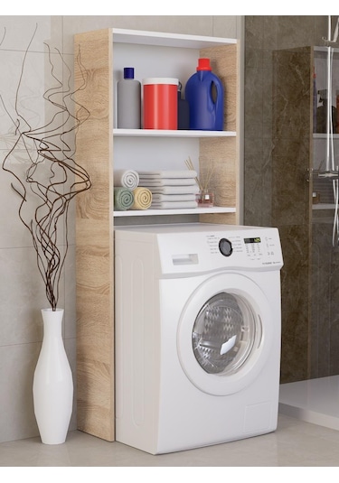 %100 Mdf Çamaşır Ve Kurutma Makinesi Dolabı, Beyaz Açık Raflı Çamaşır Makinesi Üstü Düzenleyicisi Sonoma-beyaz Sonoma - Beyaz