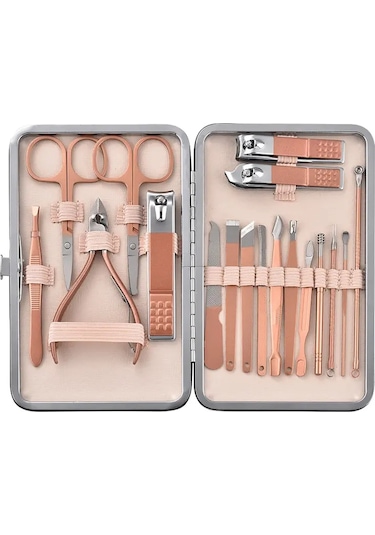 Cloody Çantalı Paslanmaz Çelik Manikür Pedikür Seti 18'li
