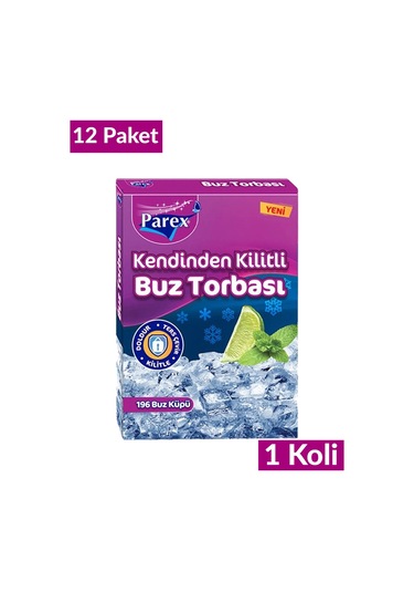 Kendinden Kilitli Buz Torbası 196 Buz Küpü 12 Paket 1 Koli
