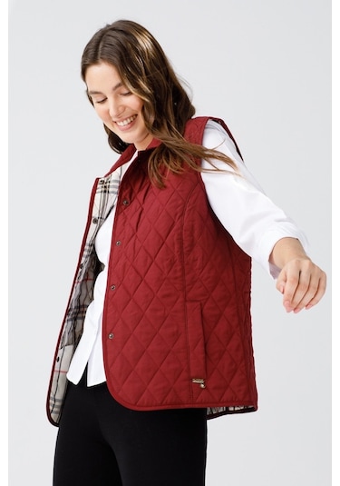 Desen Triko Kadın Kapitone Yelek 02421437 Bordo Bordo