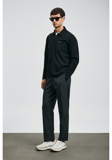 Lufian Erkek Lucas Smart Polo T-shirt 112040043 Siyah Siyah