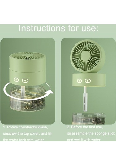 Cbtx OM008 Şarjlı Masaüstü Katlanır Su Püskürtmeli Mini Fan Vantilatör