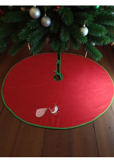 Noel Baba Nakışlı Çam Ağacı Örtüsü 90cm