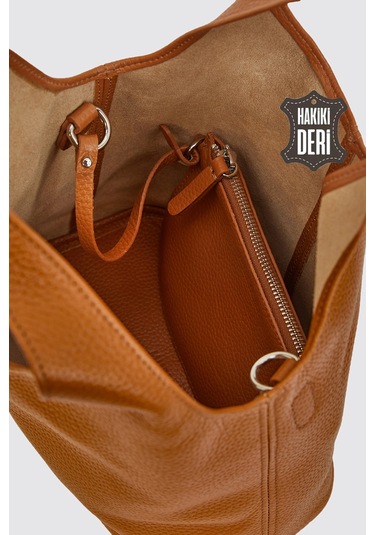 Hakiki Deri Kadın El Çantası Taba Smr9200-2 Taba