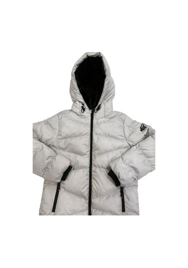 Erkek Çocuk Kapüşonlu Şişme Mont-11053 Gri