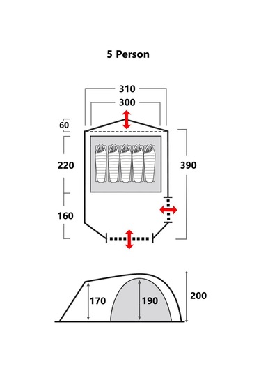 Evolite Excamp 5 Pro Sun Fresh Aile Çadırı Upf80 Gri