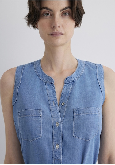 Mavi - Suzy Gold Klasik Açık Mavi Jean Elbise 130317-89756 Açık Mavi