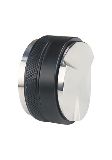 Qingmipy Paslanmaz Çelik 2'li Başlı Kahve Dağıtıcı Ve Sıkıştırıcı - Ayarlanabilir Yükseklik, Anti-kayma Desenli Espresso Aracı Siyah