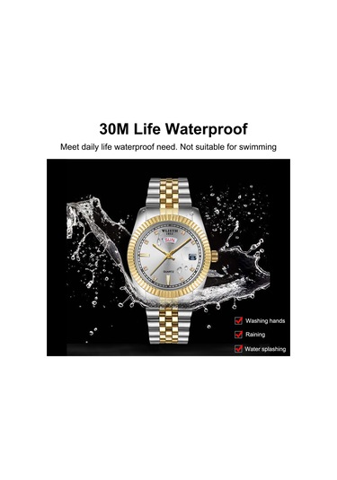 Leezsing Wlısth S525 Erkek Kol Saati - Klasik Ticari Stili, Çelik Kayış, Kuvars Hareket, 30m Su Geçirmez, Çok Fonksiyonlu Moda Saat Çok Renkli