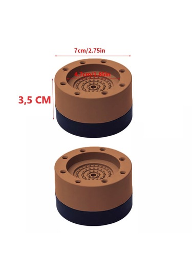 Tineke Beyaz Eşya Ayağı Çamaşır Makinesi Mobilya Titreşim Önleyici Kaydırmaz 6 Cm Yükseltici 4 Lü Kahverengi Kahverengi