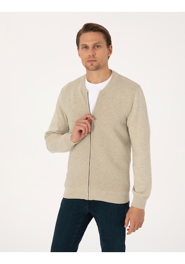Pierre Cardin Erkek Kum Melanj Hırka Triko 50317333-vr123 Kum Melanj