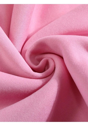 Unisex Oversize Bisiklet Yaka Basic Düz Sweatshirt - Pembe