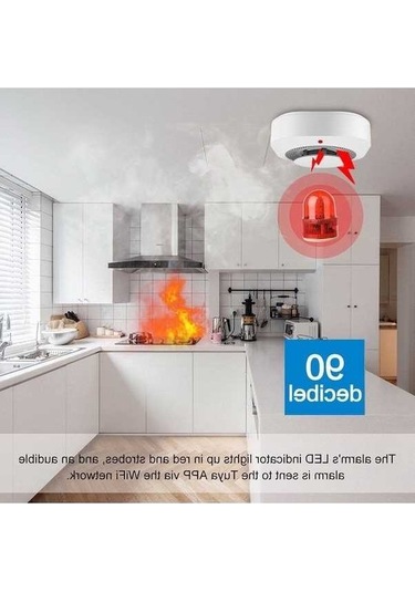 Zyzqstore Smart Beyaz Tuya Wifi Duman Alarmı Ev Yangın Koruma Sistemi