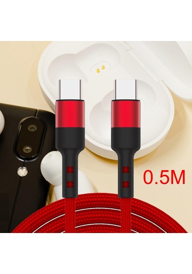 Suntek USB C Veri Kablosu 3.8 MM 50 CM Kırmızı
