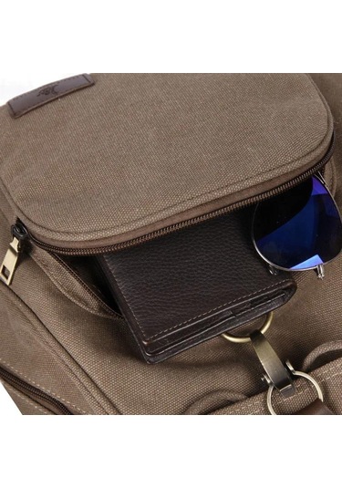 Kadın Tuval Sırt Çantası Kadın Vintage Saf Pamuk Seyahat Çantası Moda Bağcıklı Dizüstü Bilgisayar Okul Çantaları Genç Kızlar İçin Omuz Çantası Khaki Haki