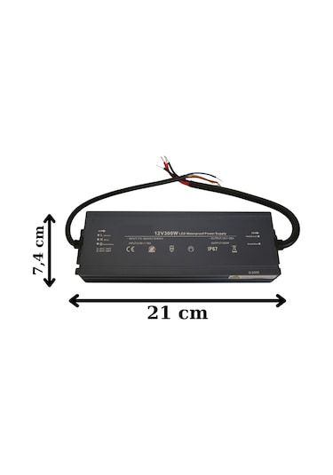HazarLed 12 Volt 25 Amper Ip67 Su Geçirmez Dış Cephe Led Adaptör 300 Watt
