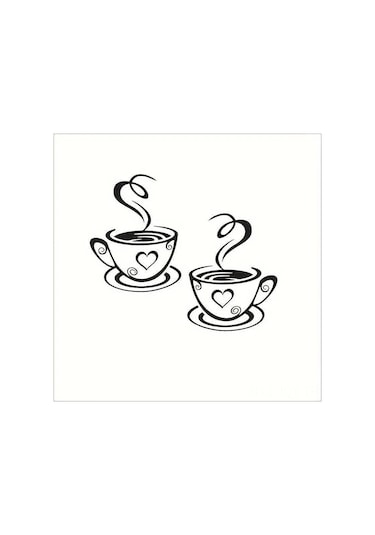 Youmex "kahve Fincanı Desenli Otomatik Yapışkan Duvar Sticker - Su Geçirmez Isı Dayanıklı Ev Dekorasyonu" Siyah