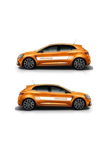 Renault Megane Yazılı Düz Şerit Yan Kapı Sticker Etiket Modeli