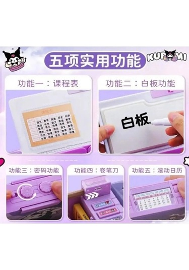 Agoodshop Çok Fonksiyonlu Şifreli Kalem Kutusu Mor Mor