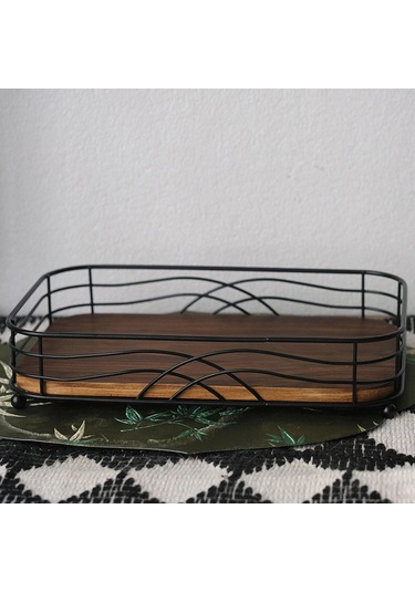 Homyl Kağıt Havlu Tutucu Masaüstü Depolama Rafı Mücevher Kahverengi