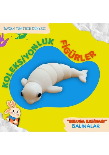 Tavşan Yumi Balinalar Koleksiyonu - 4 Parça 5-7 Cm Hareketli Oyuncaklar Ve Bilgilendirici Kartlat "