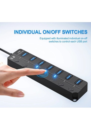 7 Port Usb 3.0 Hub Çoklayıcı Çoğaltıcı Switch Splitter 1.2 Metre Kablo