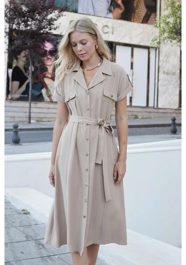 Kadın İpeksi Modal Kumaş Yakalı Düşük Omuzlu Apoletli Yan Cepli Kemerli Diz Altı Boy Uzun Elbise-camel Camel Kadın İpeksi Modal Kumaş Yakalı Düşük Omuzlu Apoletli Yan Cepli Kemerli Diz Altı Boy Uzun Elbise-camel Camel