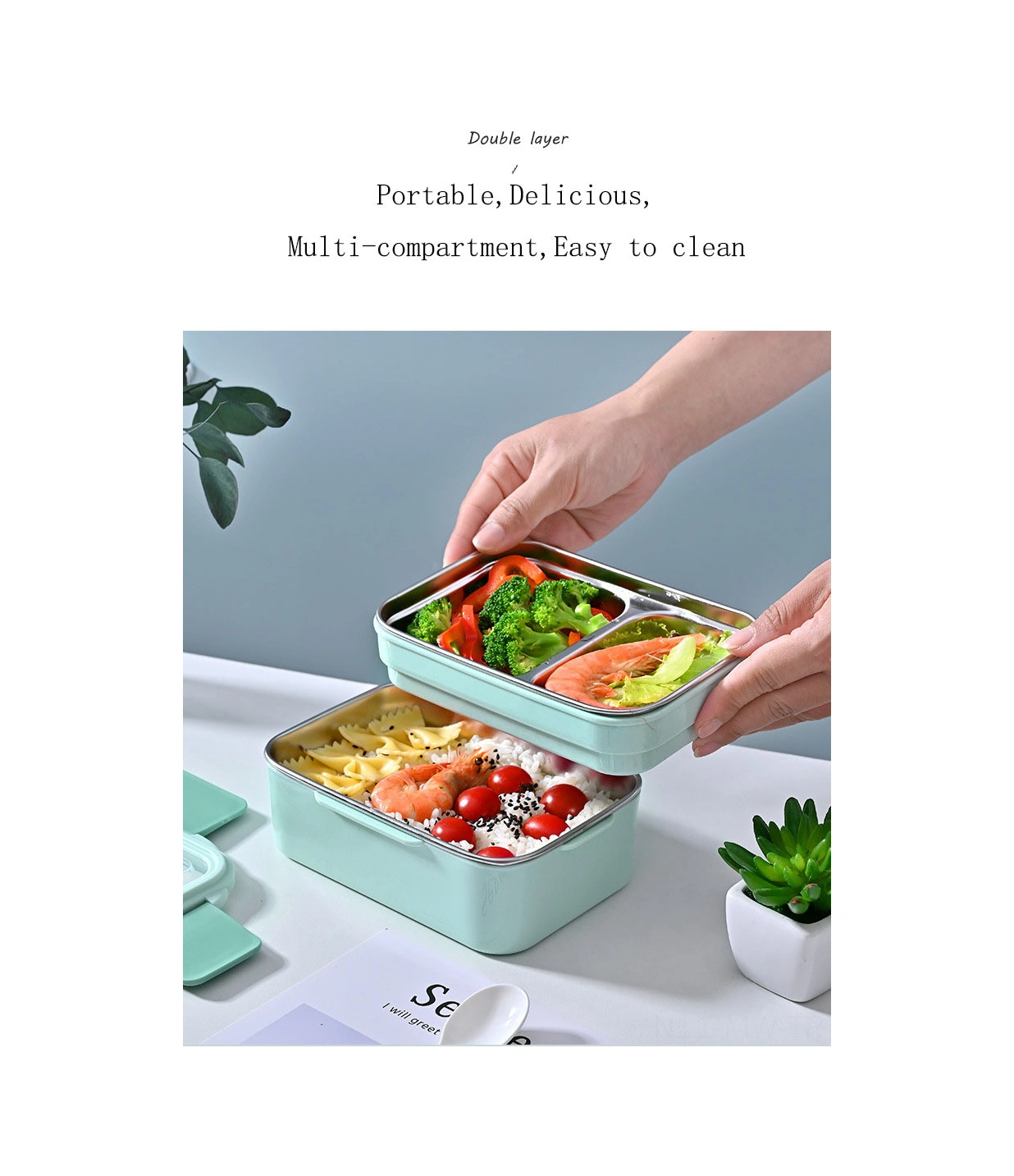 Moveevo Pembe Çift Katlı Isı Saklayan Paslanmaz Çelik Yemek Kutusu - Öğrenci Ve Çalışanlar İçin Taşınabilir 1.1l Bento Seti Çok Renkli