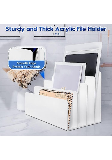 Ganzhoushop Masaüstü Dosya Düzenleyici, 4 Bölmeli Masa Depolama Ve Aksesuarlar Klasör Sıralama Makinesi Posta Kırtasiye Elektronik Beyaz