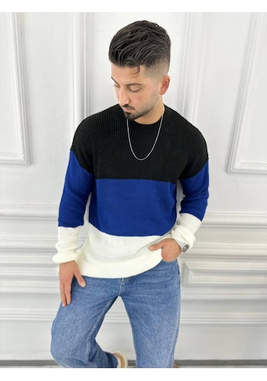 Kazak Oversize Tüylenmez Naturel Pamuk Örme Triko Kazak Beyaz