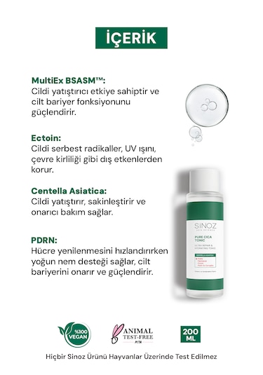 Sinoz Pure Cica Onarıcı Ve Nemlendirici Tonik 200 Ml