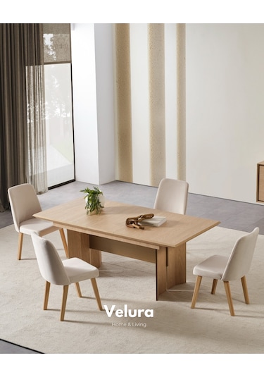 İpek Yemek Odası Takımı Yemek Masası + 4 Adet Sandalye Ceviz