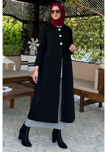Rabia Şamlı Sinem Çelik Örme Triko Hırka Siyah Çok Renkli