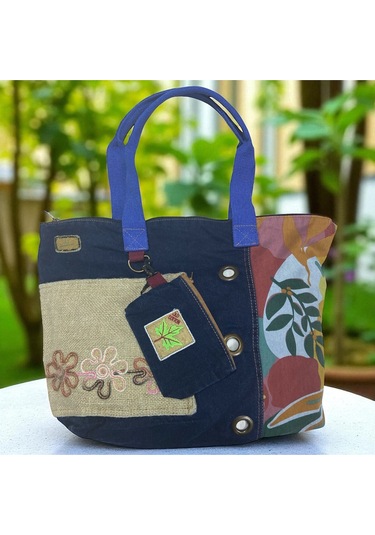 Vintage Salaş Çok Renkli Orta Boy Günlük Seyahat Gezi Omuz Çantası 36cmx34cm Bordo