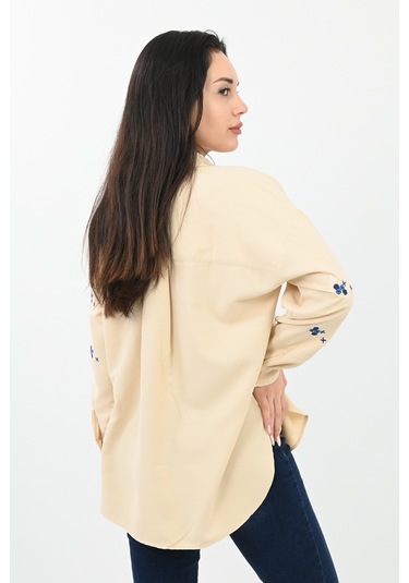 Koza Butik Kadın Nakış Detaylı Gömlek 1724-24 001