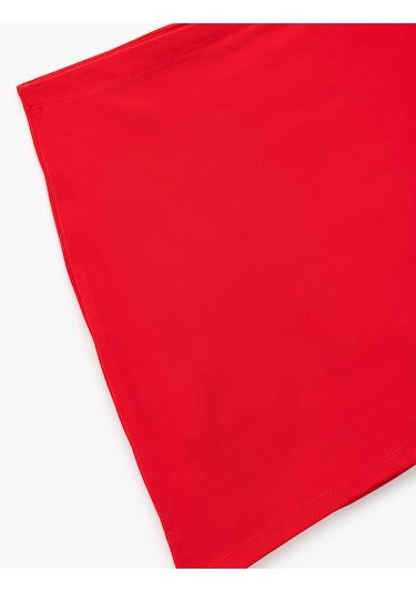 Koton Yüksek Bel İnterlok Slim Fit Mini Spor Şort Etek Kırmızı 6wak40227nk Kırmızı