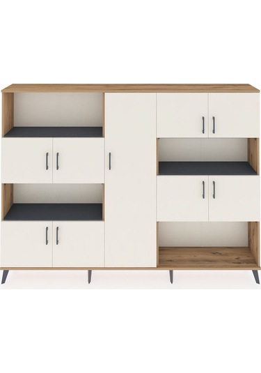 Arges Dolap 10 Raflı 9 Kapaklı 220x30x163 Çam-aytaşı/antrasit Çam-aytaşı/antrasit