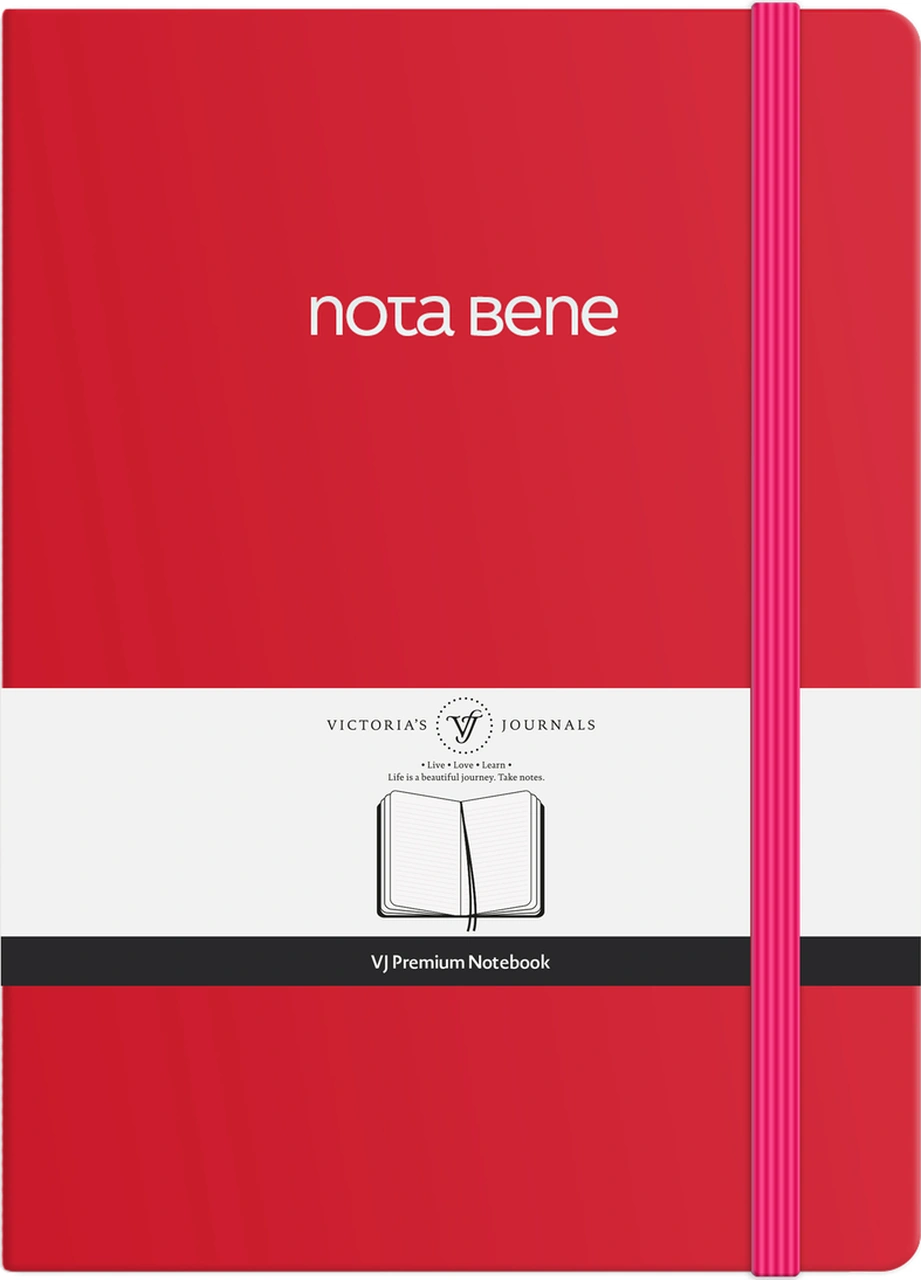 Nota Bene Premium Sert Kapak Defter, 21x29 Cm, Çizgili Red