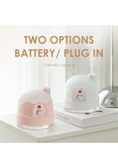 Geeroyoo 350ml Usb Mikro Nemlendirici Ve Gece Lambası - Sessiz Çalışma, Sürekli/aralıklı Buhar Modu, Ev/ofis Kullanıma Uygun Beyaz/pembe