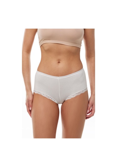 Malabadi Kadın Ekru 6 Lı Paket Geniş Kenarlı Dantelli Modal Külot 1908 Ekru