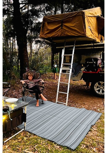 Katlanabilir Gri Plaj Kamp Piknik Bahçe Balkon Teras Hasır Halı Mat Savan Kilim Karavan Halısı